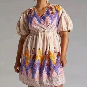 Not So Serious Abstract Embroidered Mini Dress - Size 2X